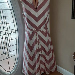 ISAAC MIZRAHI Stripe DRESS Size 10 Pink & White